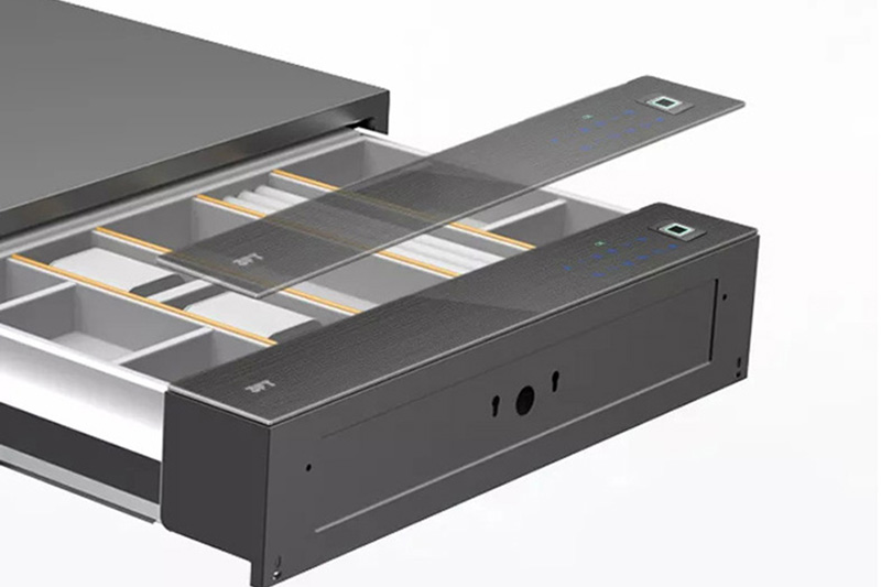 Deluxe 2-Layer Safe Drawer F802C Features Lock Panel