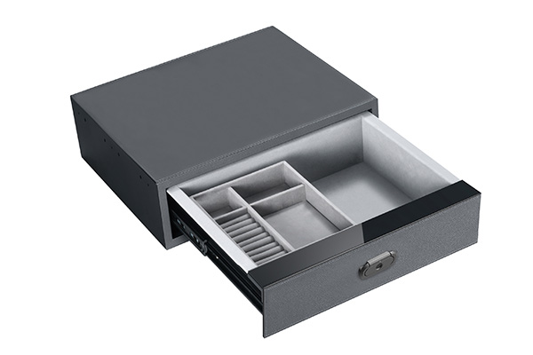 Leather Drawer Safe 9.541 Color Gray