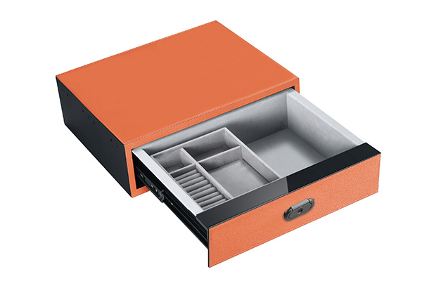 Leather Drawer Safe 9.541 Color Orange